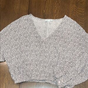 Zara Black and Cream Patterned Blouse